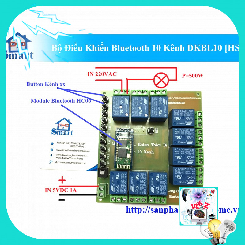 [Vielink.z]Bộ Điều Khiển Thiết Bị Từ Xa 10 Kênh Qua bluetootK