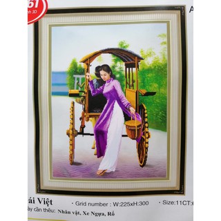 Tranh thêu chữ thập Cô gái xe ngựa AL53382