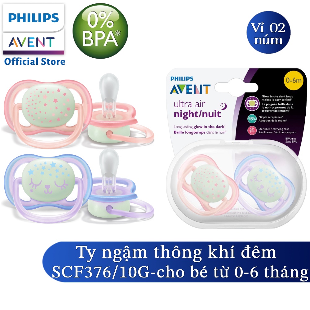 Philips Avent núm ty ngậm ban đêm vỉ 2 chiếc SCF376/10 SCF376/21