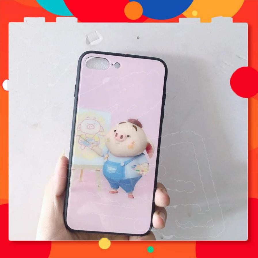 [C] IPHONE 7+/8+ ỐP MẶT LƯNG KÍNH HÌNH HEO SIÊU DỄ THƯƠNG -rẻ