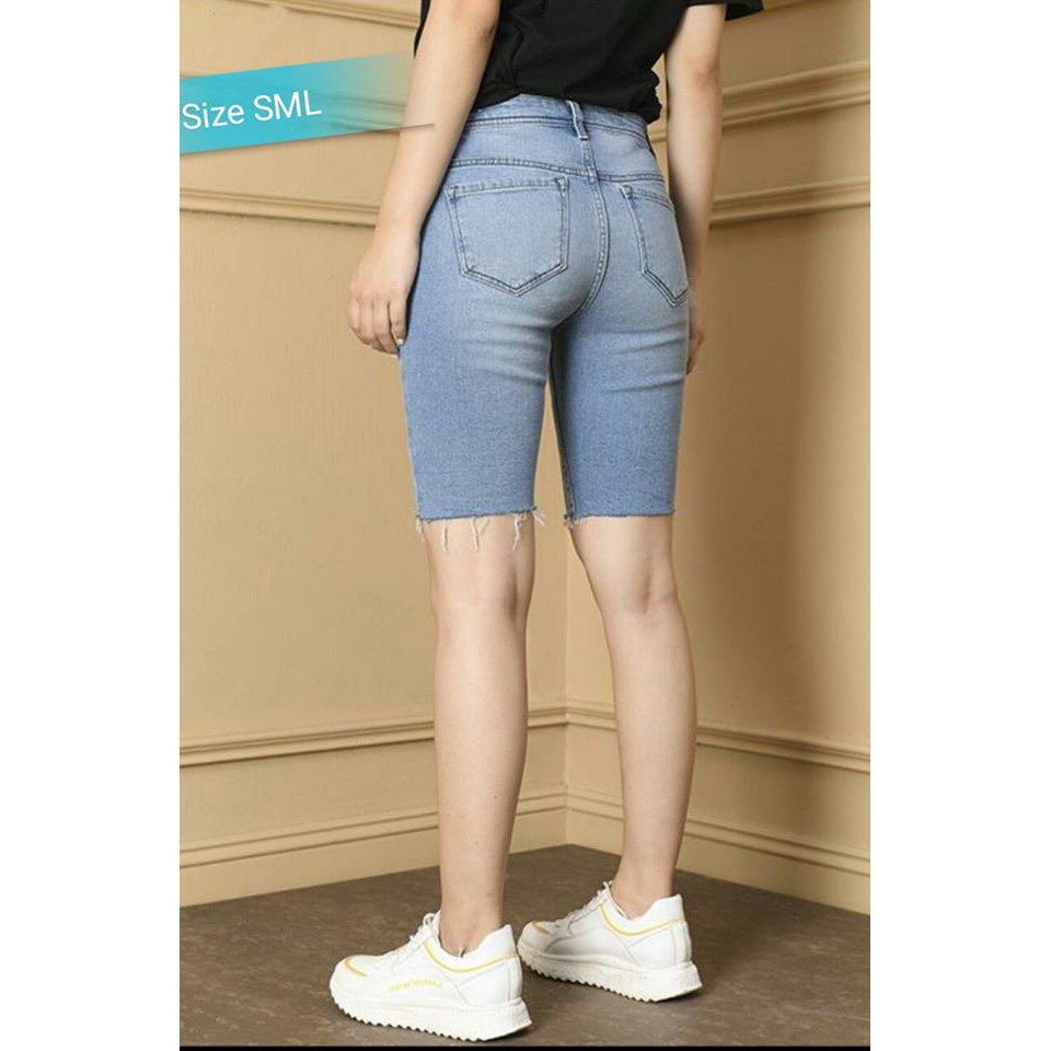 Quần Jean Nữ Lửng Gối Hàng Co Giãn Mẫu Trơn