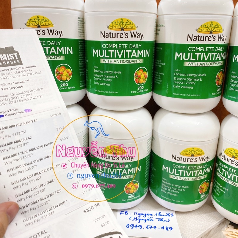 Vitamin tổng hợp hàng ngày natures way - Multivitamin Complete daily spirulina Nature’s way Úc, lọ 200 viên