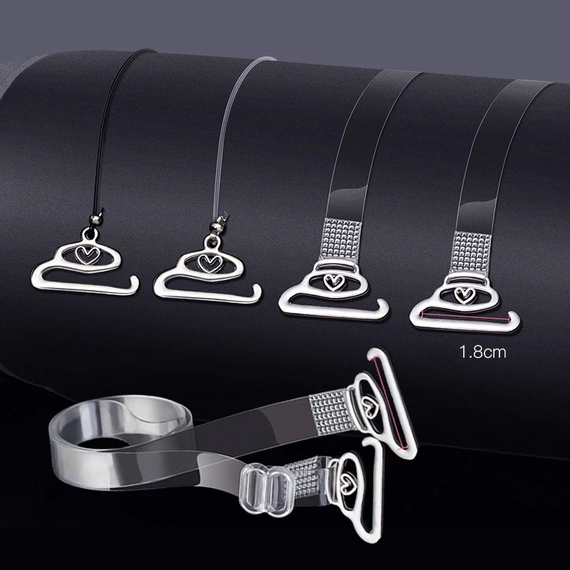 1 Cặp Dây Áo Ngực Trong Suốt Co Giãn Vô Hình Chống Trượt Có Khóa Kim Loại Cho Nữ