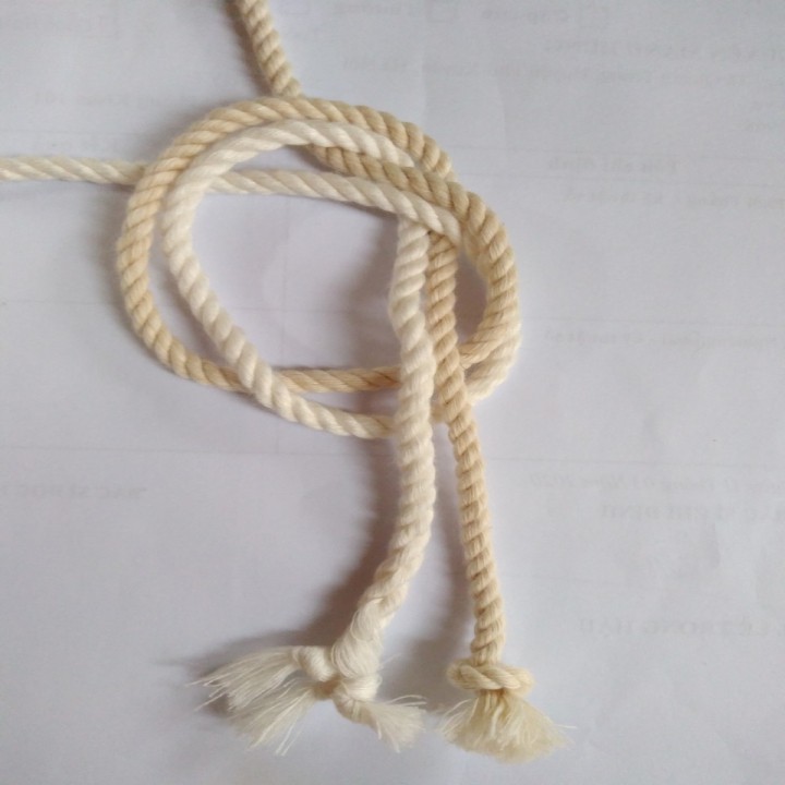 Dây đan macrame cotton xoắn 4mm màu ngà màu kem