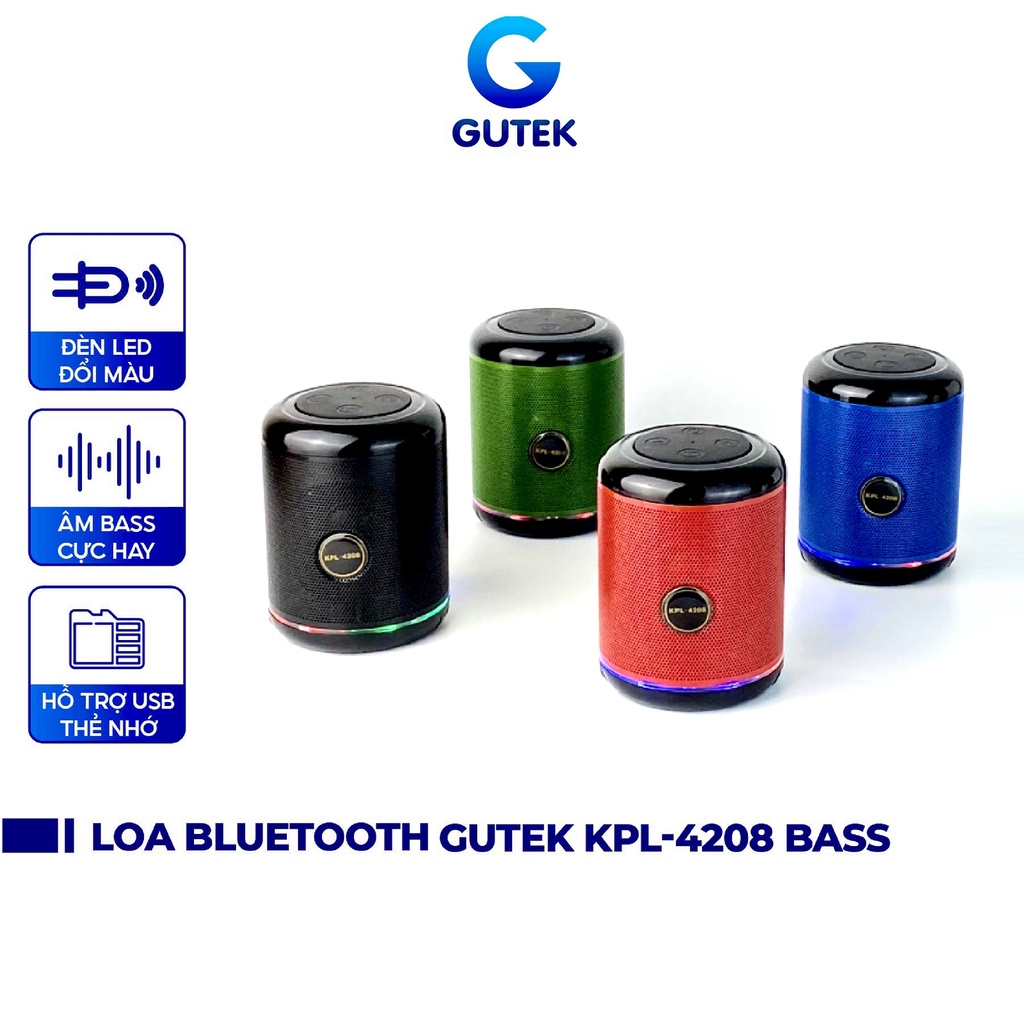 [Mã ELHACE giảm 4% đơn 300K] Loa bluetooth mini nghe nhạc không dây cầm tay Gutek KPL-4208 âm bass trầm ấm