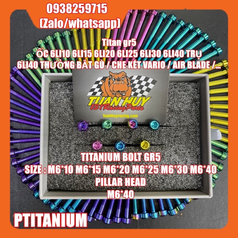 Ốc titan gr5 6li trụ 6li10 6li15 6li20 6li25 6li30 6li35 6li40 ( titanium 6x10 6x15 6x20 6x25 6x30 6x35 6x40 pillar head