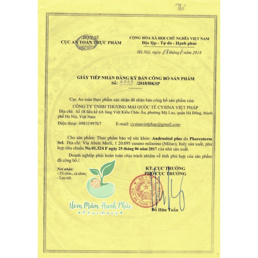 Andrositol Plus  - Tăng thụ thai, hỗ trợ sinh sản cho nam