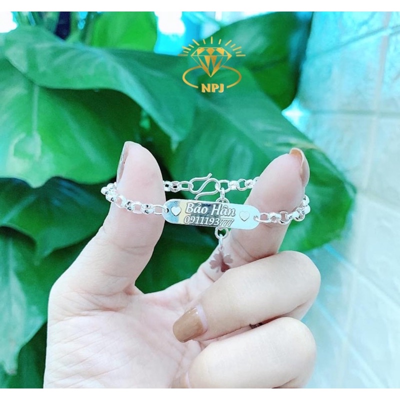 Lắc Tay khắc tên , Vòng khắc chữ ⚡️Miễn Phí Khắc⚡️ Bạc Ta- Bạc Npj
