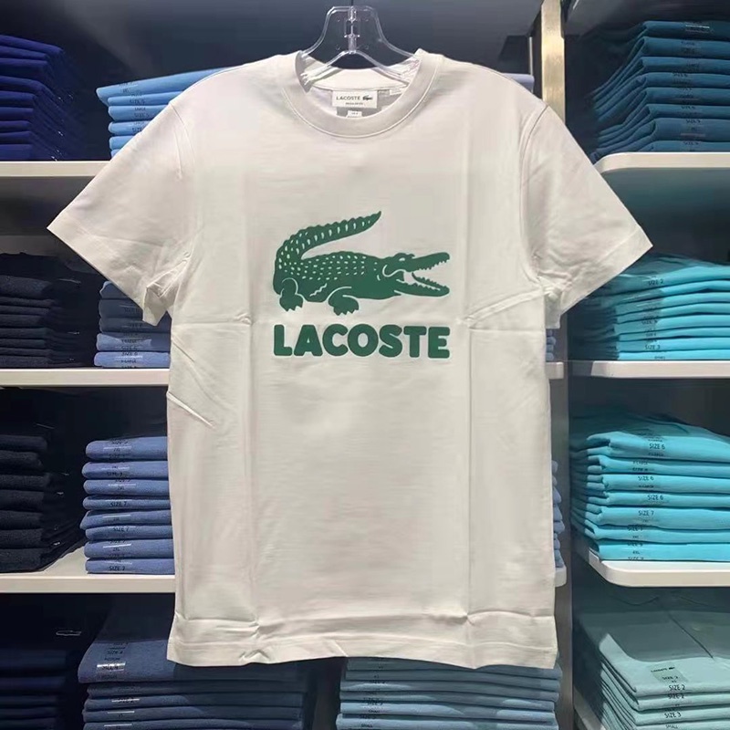 Áo Thun Lacoste Chất Liệu Cotton Họa Tiết Da Cá Sấu Dành Cho Nam Và Nữ / Size S-5XL