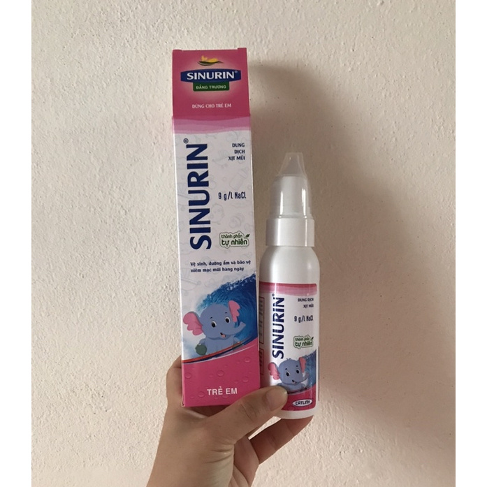 Xịt muối biển Snurin(120ml),giúp vệ sinh,dưỡng ẩm,bảo vệ niêm mạc mũi