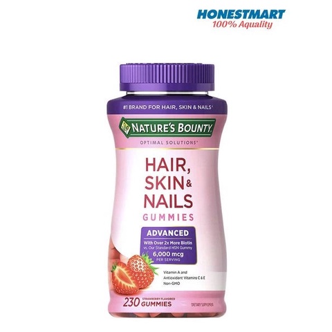 Kẹo dẻo đẹp da , móng & tóc Nature's Bounty Hair, Skin and Nails Advanced, 230 viên