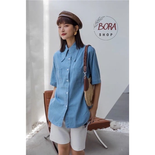 Áo sơ mi demin nữ Ulzzang Hàn Quốc BORA SHOP xẻ đuôi order