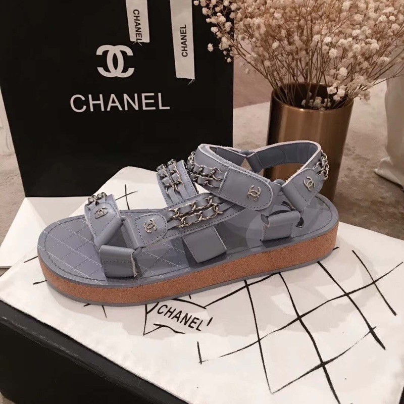 Sandal đế dày 𝘾𝙝𝙖𝙣𝙚𝙡 CN da thật cao cấp