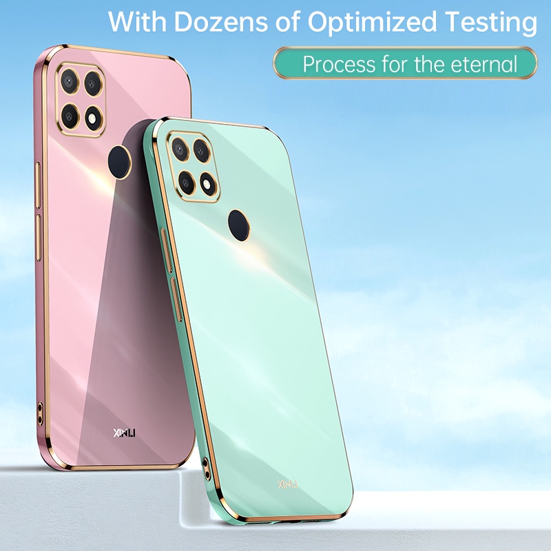 Ốp điện thoại KOOSUK khung vuông silicon mạ mịn cho OPPO A15 A15S A35 2021