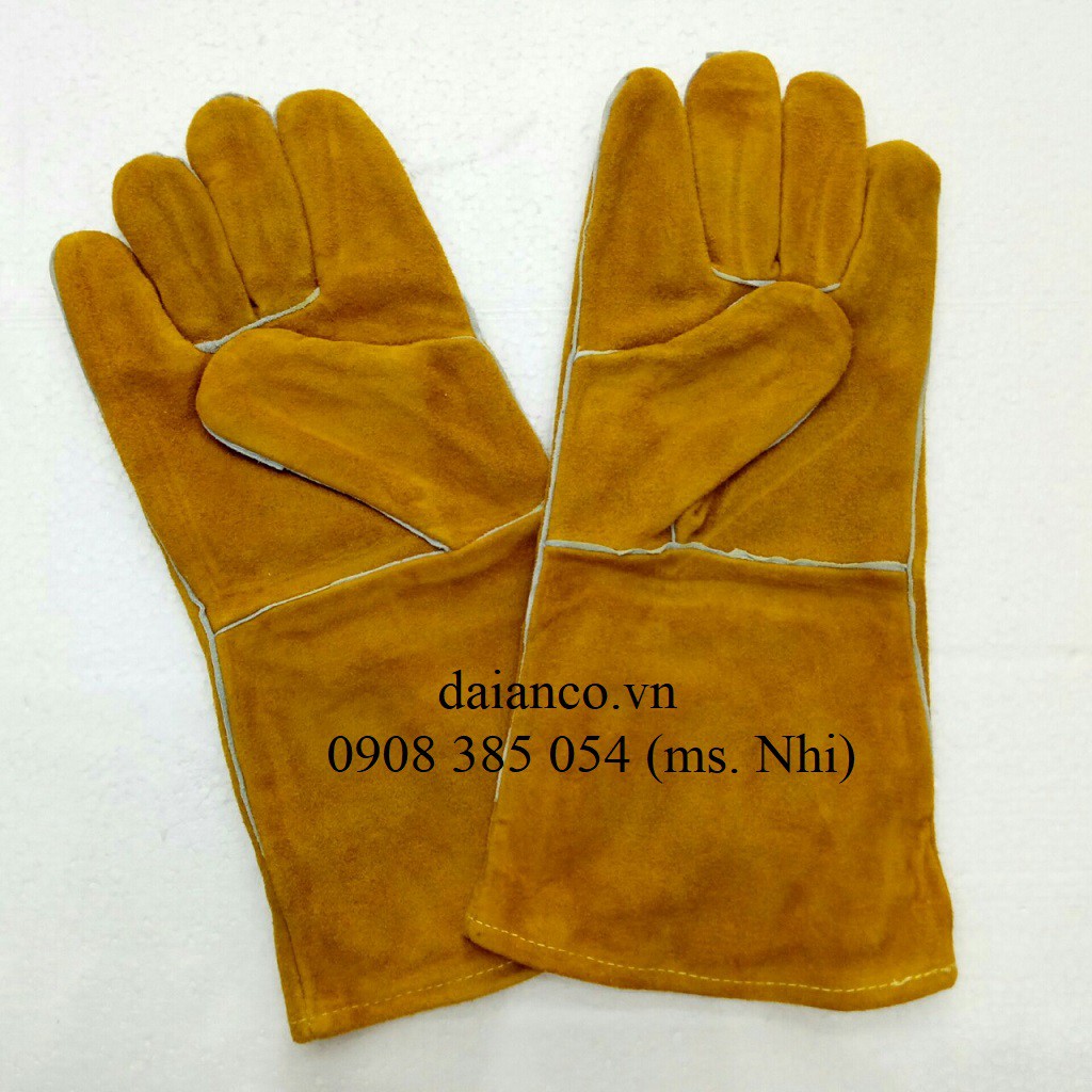 Găng tay da hàn EW14 - chống nóng, chịu nhiệt, chống mài mòn- Hình thật, có sẵn