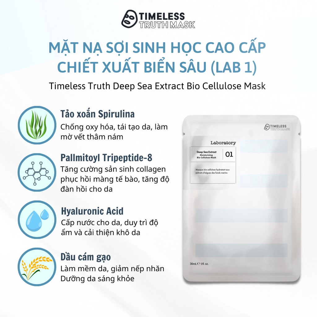 Combo 3 Mặt Nạ Chiết Xuất Tinh Chất Từ Biển Sâu Dưỡng Ẩm Timeless Truth Mask - Bio Cellulose LAB 1