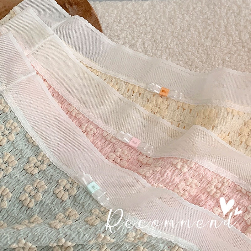 Quần Lót cotton Lưng Vừa Phối Ren Không Đường May Thoải Mái Cho Nữ