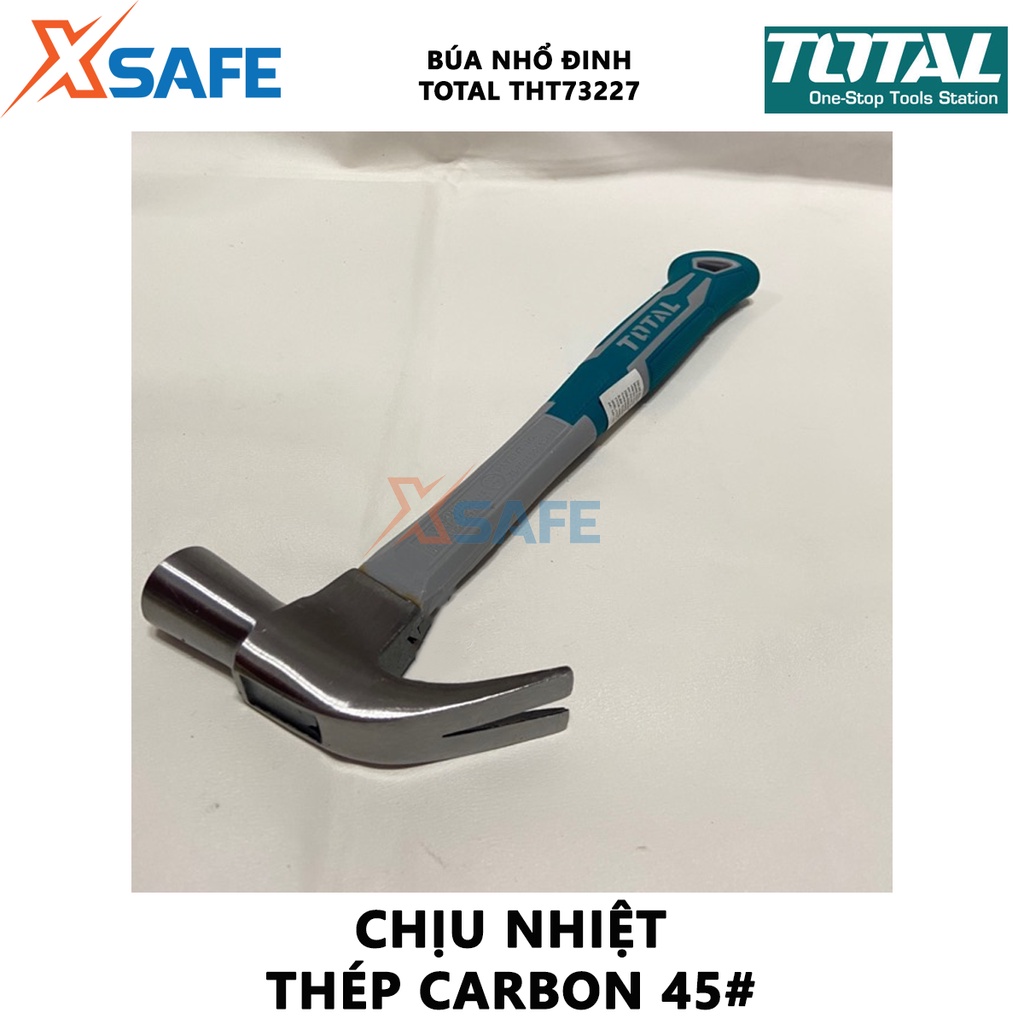 Búa nhổ đinh kiểu Anh TOTAL THT73227 Búa cầm tay mini 27mm, đầu búa thép carbon 45# được tôi luyện, chịu nhiệt - [XSAFE]