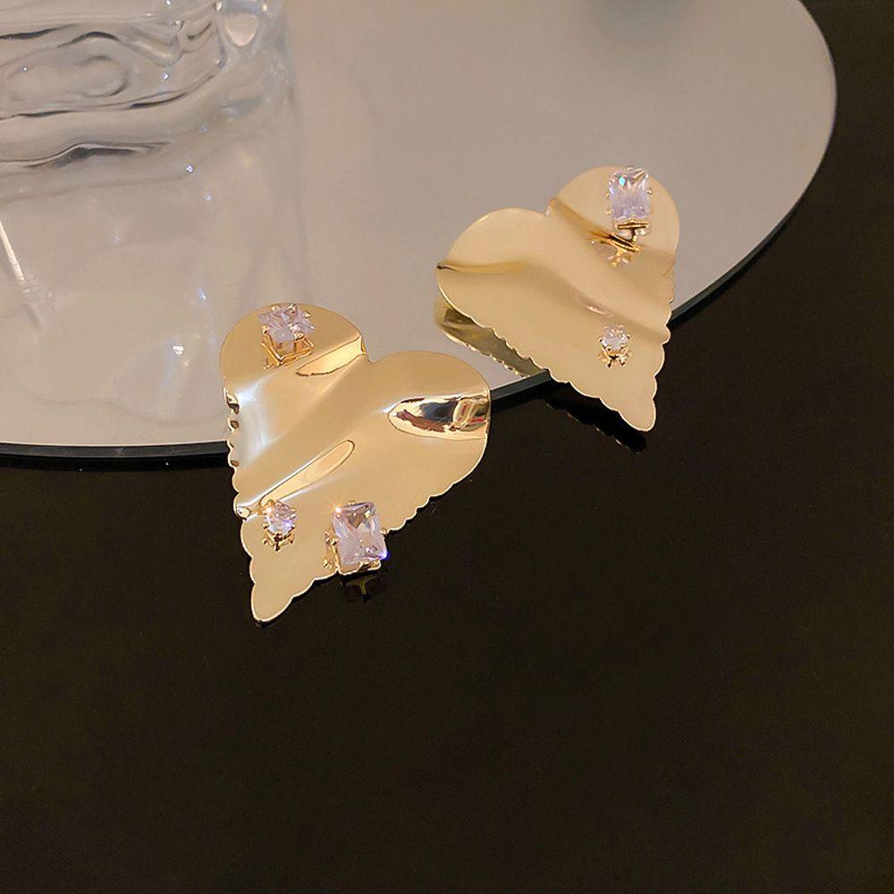 VANES1 Bông Tai Kim Loại Đính Đá Đơn Giản Phong Cách Vintage Dành Cho Nữ