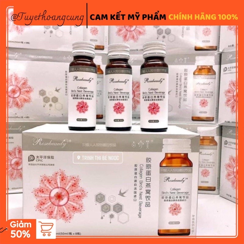 Nước Uống Collagen Rose Beauty Sáng Hồng Rạng Rỡ Căng Bóng hộp 8 lọ