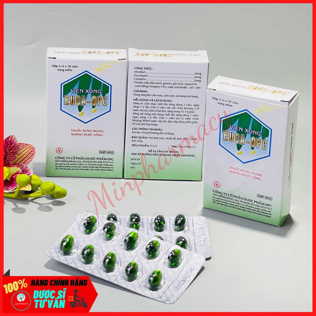 Viên xông tinh dầu EUCA-OPC Hộp 20 viên nang mềm - Minpharmacy