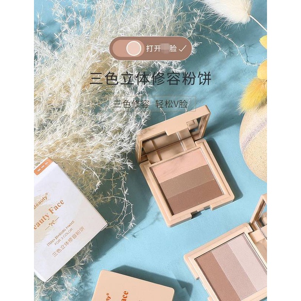 (Hàng Mới Về) Bảng Phấn Trang Điểm Mắt / Mũi Ba Màu Tự Nhiên Kiss Beauty | BigBuy360 - bigbuy360.vn