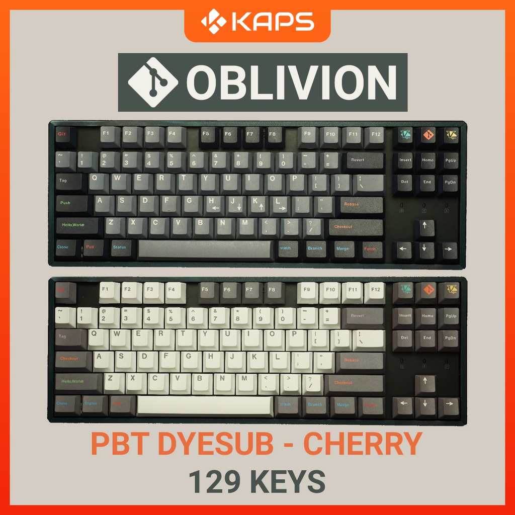 Keycap Oblivion Coder PBT profile Cherry in dyesub 129 nút cho bàn phím cơ layout 108/104/98/87/84/75/68/64/61
