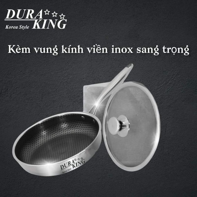Chảo chống dính inox 3 lớp Black cube DURAKING mã DK-28TFN và DK30 . BẢO HÀNH 5 NĂM. SD TRÊN MỌI LOẠI BẾP