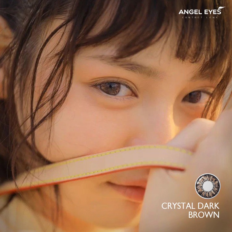 Kính giãn tròng Crystal Dark Brown thương hiệu Angel Eyes đường kính 14.5 - Không độ