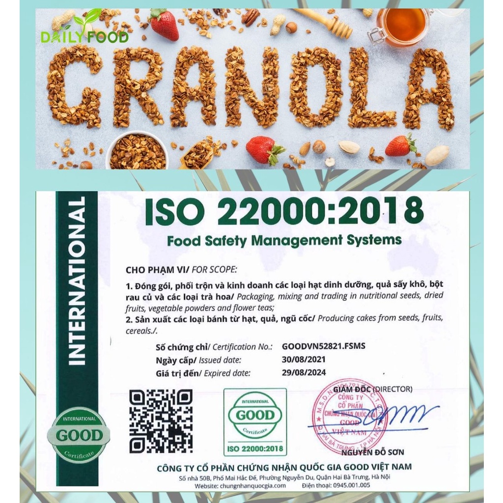 Granola ăn kiêng siêu hạt, giảm cân mix 9 loại hạt cao cấp Macca, Óc Chó, Ngũ cốc, Hạnh Nhân DailyFood Chính Hãng