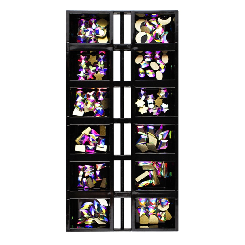 Set 120 Viên Đá 3D Nhiều Hình Dạng Bằng Kính Lấp Lánh Trang Trí Móng Tay Nghệ Thuật