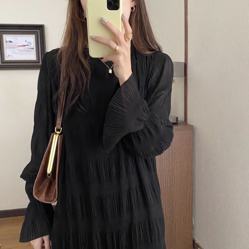 Váy suông voan nhăn 2 lớp tay chun loe Ulzzang style 🌸 Hàng quảng Châu