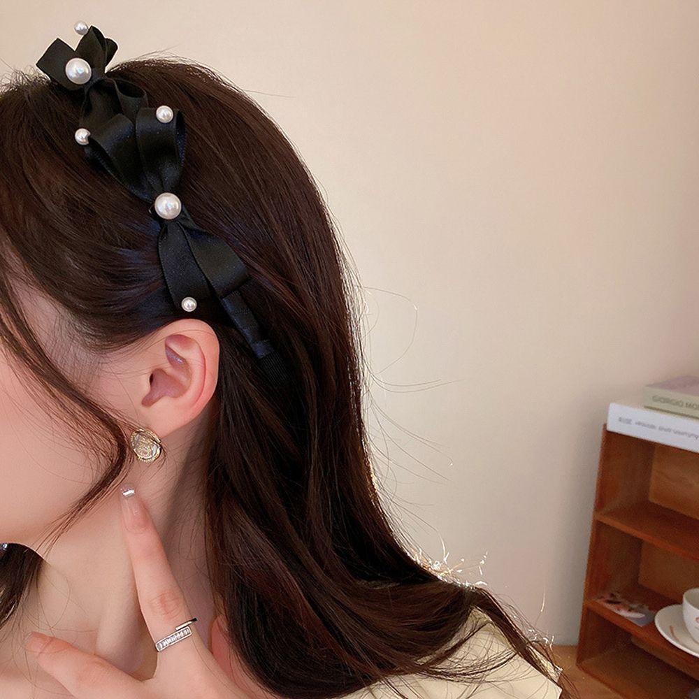 FORBETTER Băng Đô Cài Tóc Đính Nơ Phong Cách Pháp Thanh Lịch Chống Trượt Cho Nữ