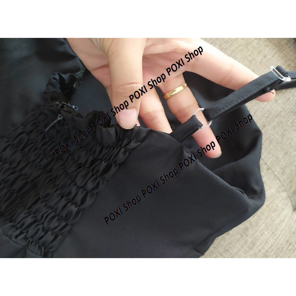 [HÌNH THẬT] Đầm 2 Dây Maxi Nhún Lưng Xẻ Sau EMO (ĐEN) | BigBuy360 - bigbuy360.vn