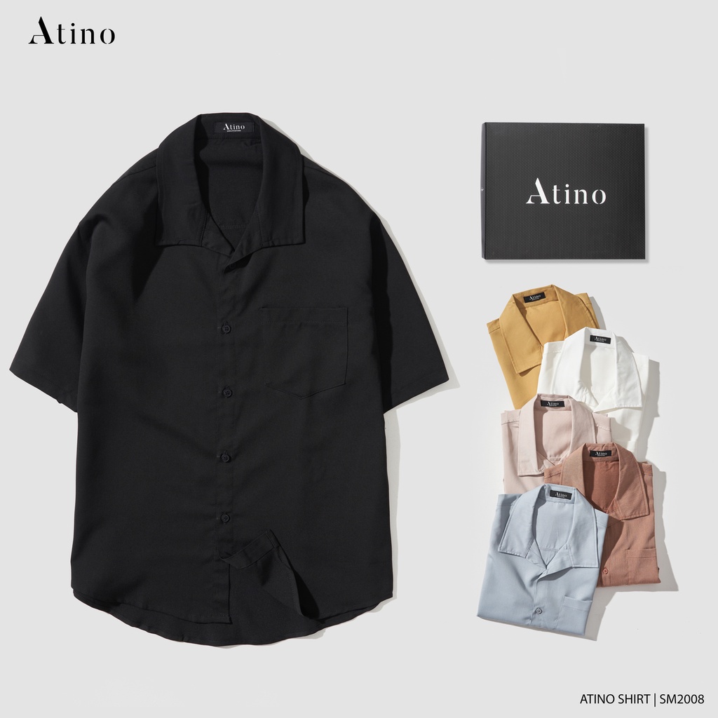 Áo Sơ Mi Cộc Tay Nam Phối Trơn ATINO Nhiều Màu Sắc Vải Dệt Từ Sợi Tre Thân Thiện Với Môi Trường Form Đẹp SM2008