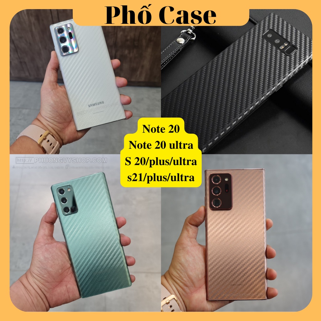 Miếng dán mặt lưng Samsung loại  carbon Note 20 Ultra S20 Ultra S21Ultra