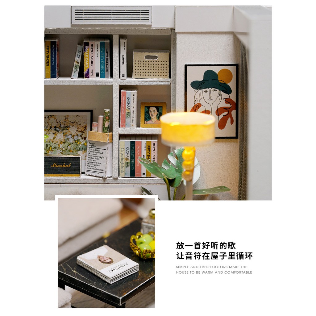 Mô Hình Nhà Gỗ Sáng Tạo DIY: Căn Phòng Đọc Sách Hiện Đại Vitaliy Life QT005