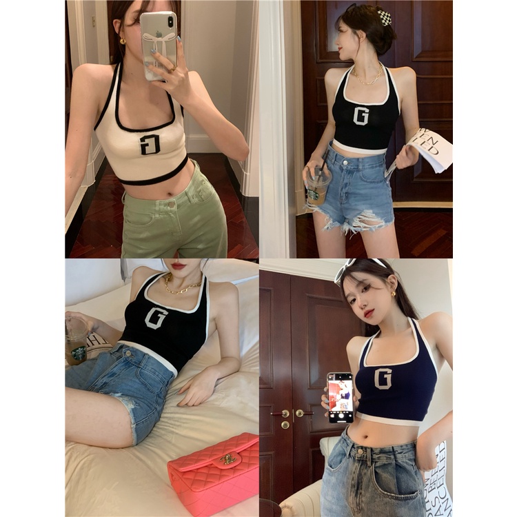 Áo Hai Dây Ngắn Mỏng Màu Trơn Thời Trang Hàn Quốc Gợi Cảm Hàng Mới Dành Cho Bạn Nữ Mặc Bên Ngoài