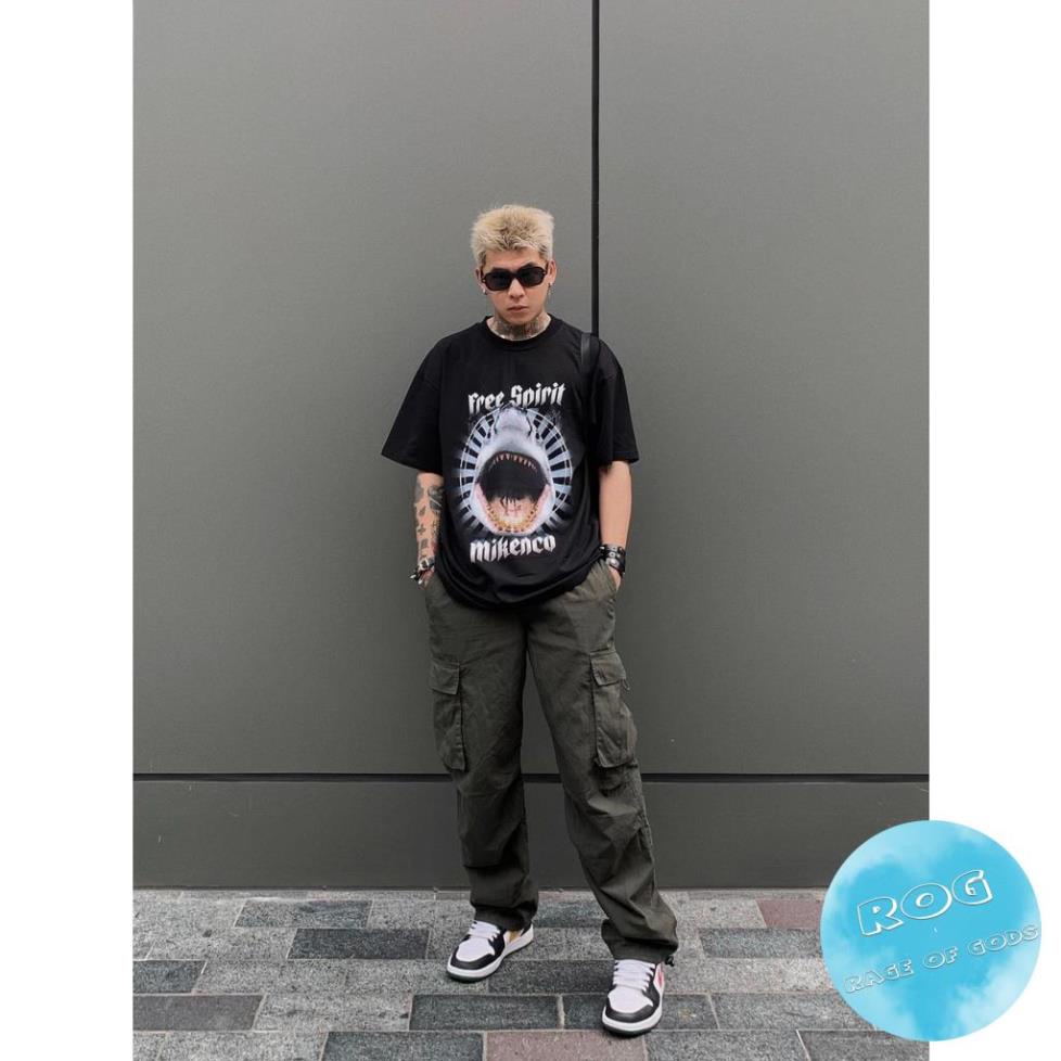 Áo thun tay lỡ MIKENCO Cá Mập Streetwears SG , Áo thun unisex nam nữ from rộng oversize chất liệu cotton