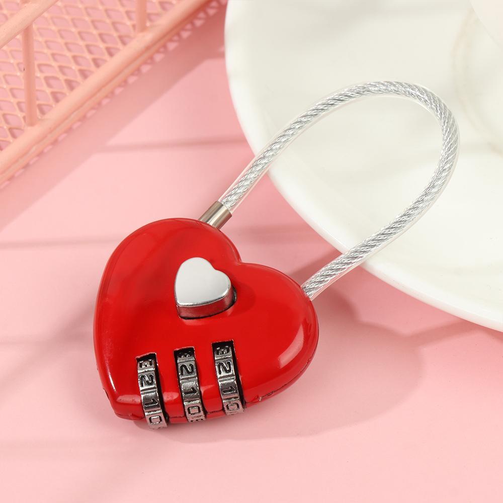 1 Ổ Khóa Hành Lý Du Lịch 3 Số Hình Trái Tim Bằng Hợp Kim Kẽm