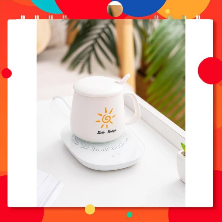Siêu Chất Đế Hâm Nóng Đa Năng Giữ Nhiệt Đồ Uống Thức Ăn Làm Ấm Các Loại Ly Cốc Trà Café Tặng Kèm Tách