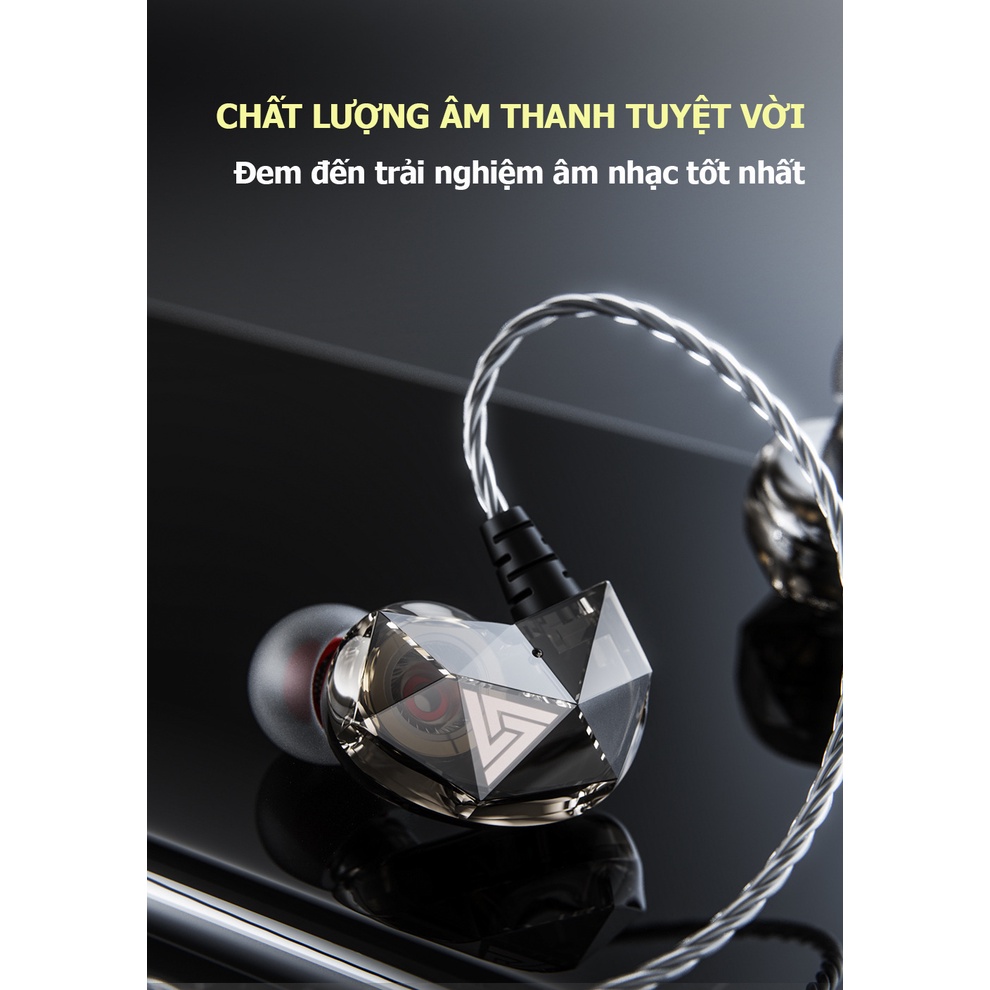 Tai nghe có dây nhét tai gaming chính hãng chống ồn tốt âm thanh HiFi 8D chơi game ngon QKZ- AK2