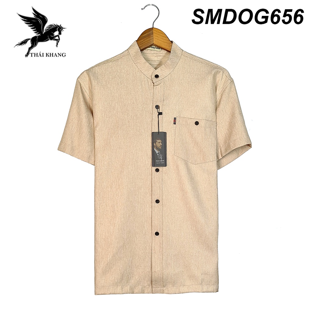 Áo sơ mi nam ngắn tay trung niên form rộng rãi phù hợp người lớn tuổi loại áo sơ mi ngắn tay vải đũi siêu mát OG55 | BigBuy360 - bigbuy360.vn