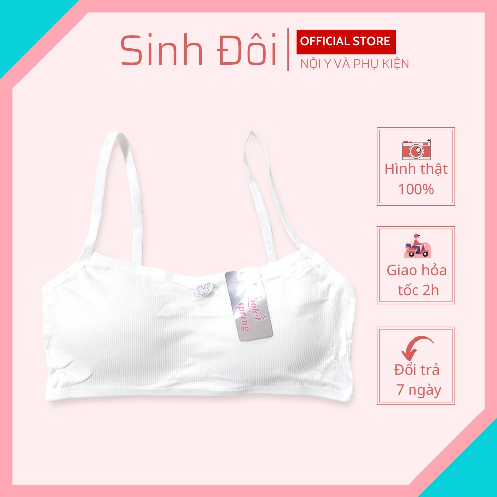 Áo lá học sinh cotton 2 dây kèm mút đệm hình con thỏ cho bé gái mới lớn dậy thì cấp 1, cấp 2, cấp 3 mềm mịn thoáng mát