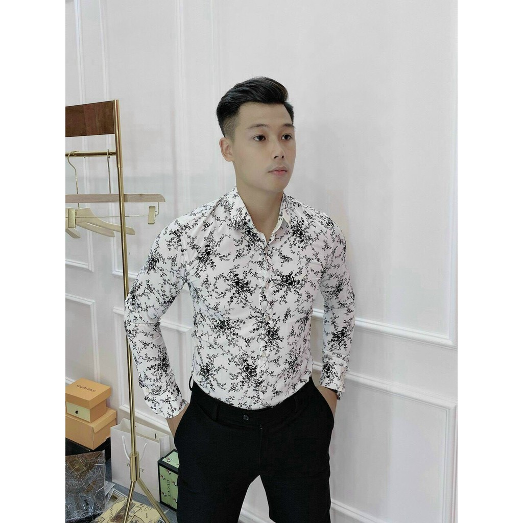 Sơ mi nam vải lụa TMINA, áo họa tiết, áo lụa nam dài tay SM12 | BigBuy360 - bigbuy360.vn