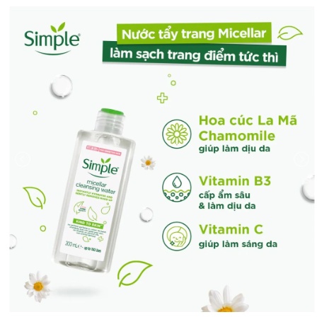 Nước Tẩy Trang  Simple Kind To Skin Micellar Cleansing Water 200ml