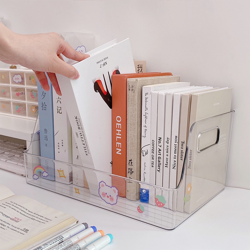 Kệ sách ,giá để sách vở bằng nhựa meca trong suốt cao cấp để bàn học bàn làm việc
