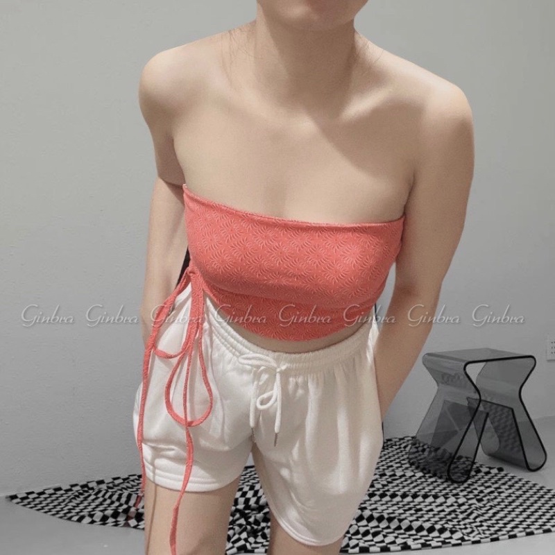Áo croptop nữ ống rút dây chéo cổ