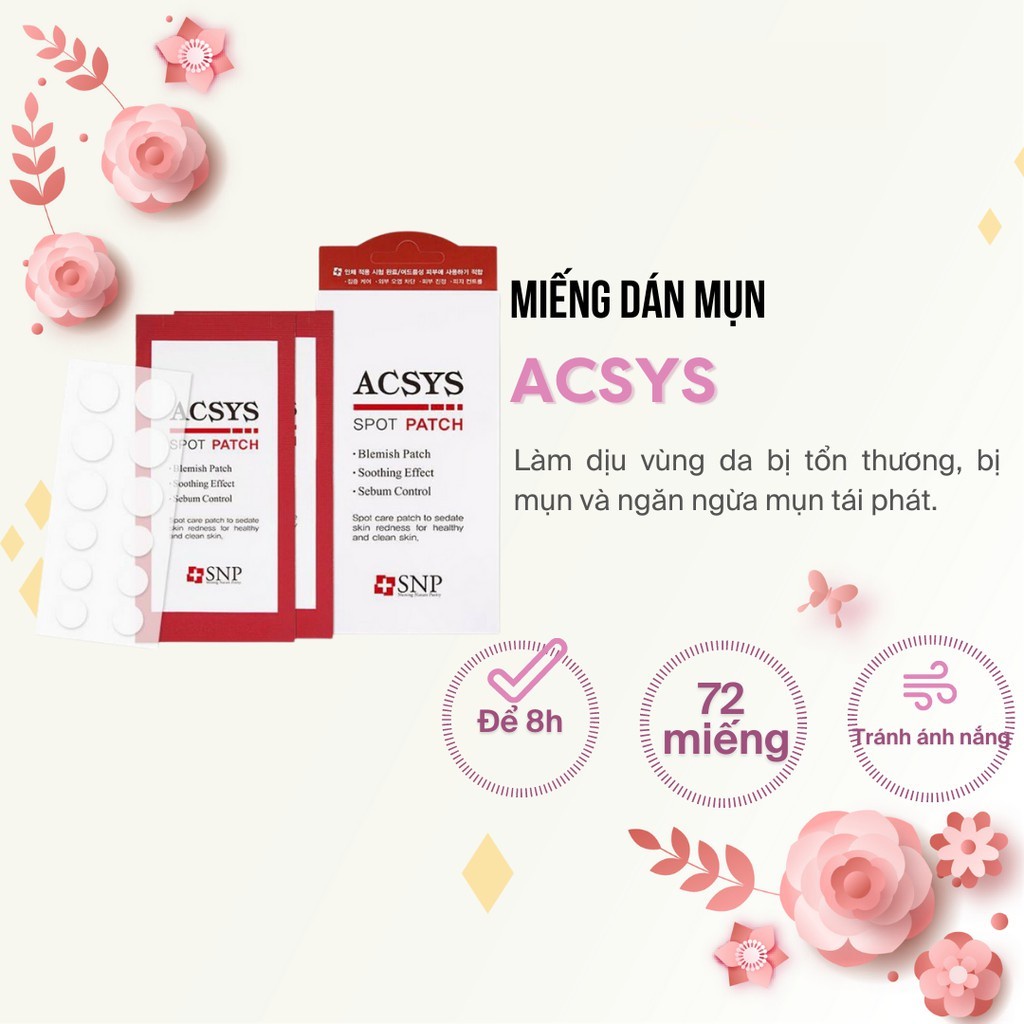 Miếng Dán Mụn Acsys Spot Patch Làm Dịu Cô Đọng Nhân Mụn Che Khuyết Điểm - Hộp 72 Miếng