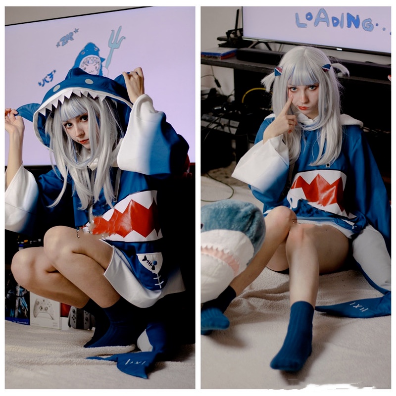 Set đồ hóa trang nhân vật cá mập Hololive Gawr Gura cho Halloween